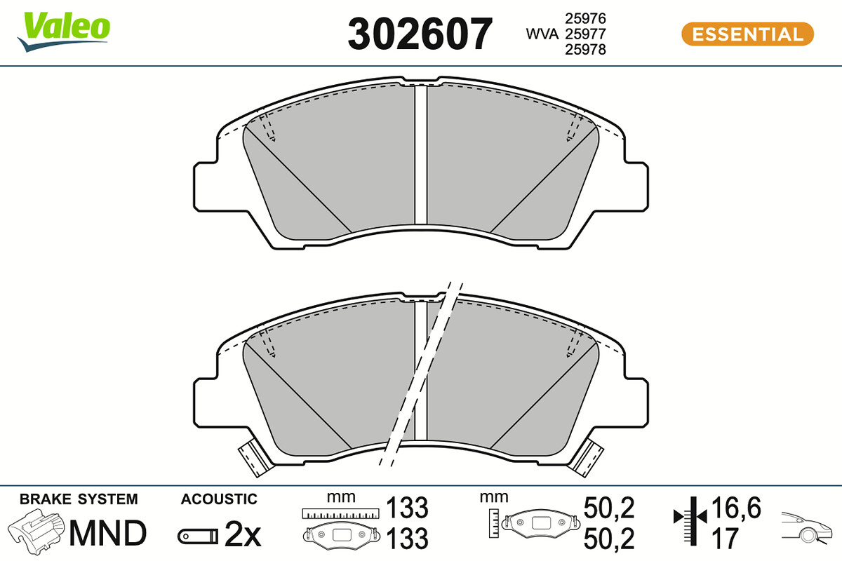 Jeu de 4 plaquettes de frein VALEO ref. 302607